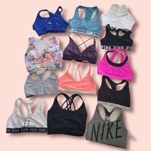 13 pcs workout bras/tops size S different brands nike, lululemon,nvgtn, gymshark